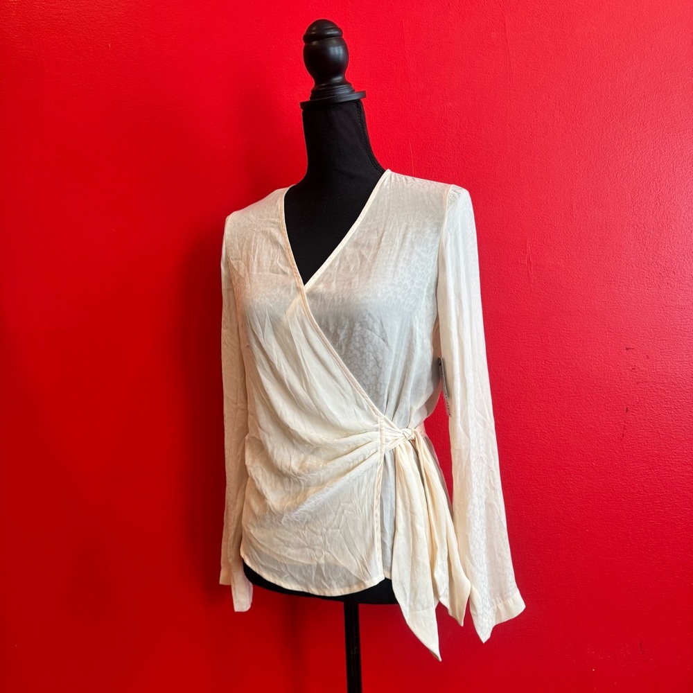 NWT Elegant Cream Wrap Top